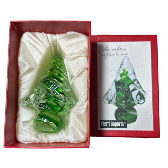 Pier 1 Imports Handcrafted Art Glass Sculpture Christmas Tree Holiday Decor - Picture 3 of 4